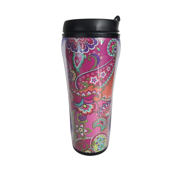 Vera Bradley Insulated Travel Coffee Cup Tumbler Pink Swirls 16 oz - Picture 4 of 9
